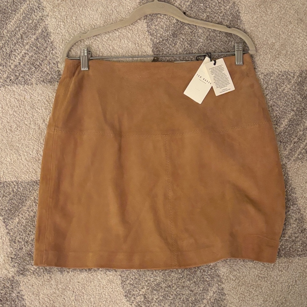 Ted Baker London Tan Suede Mini Skirt